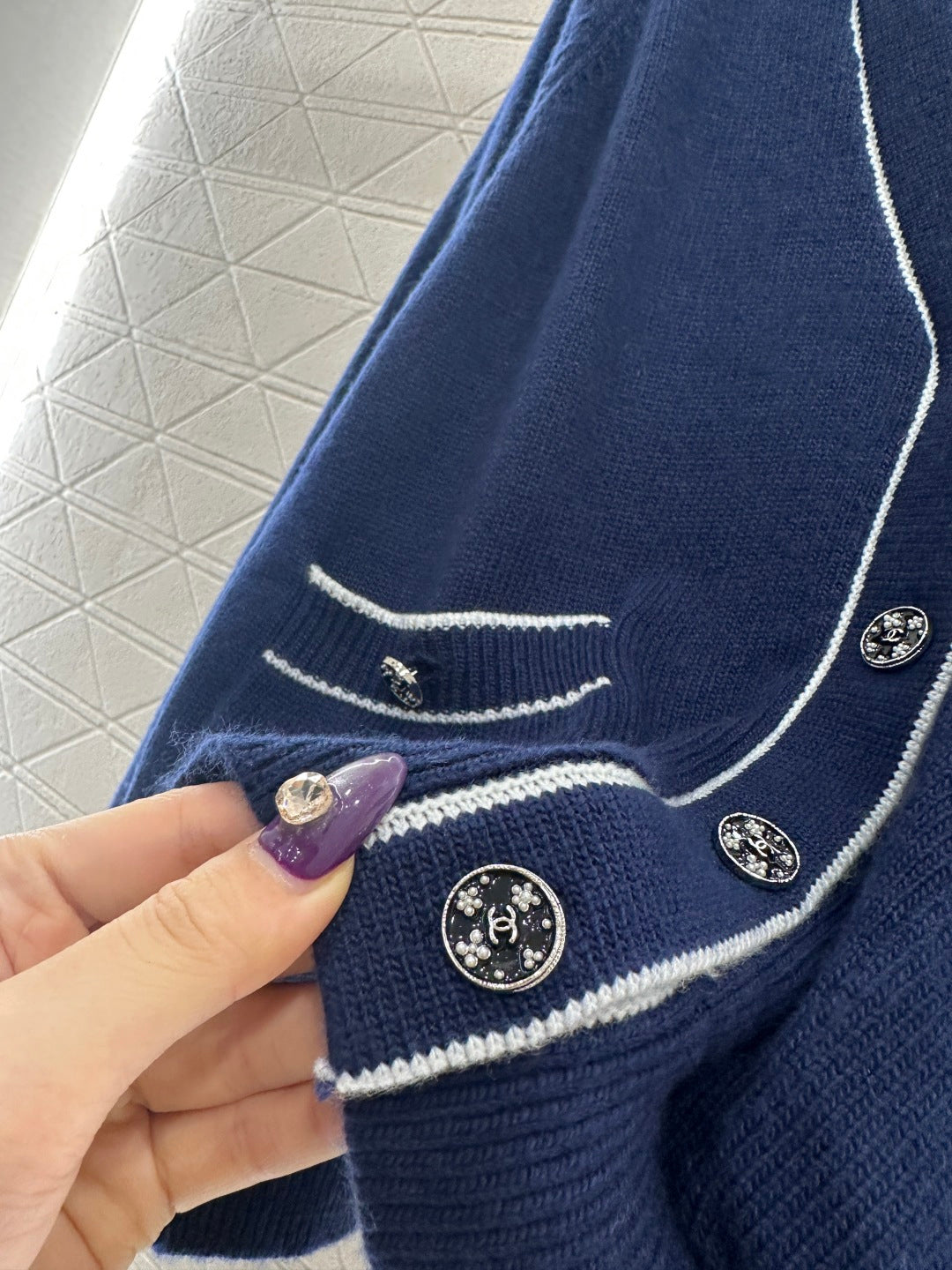 Letter V-Neck Knit Cardigan