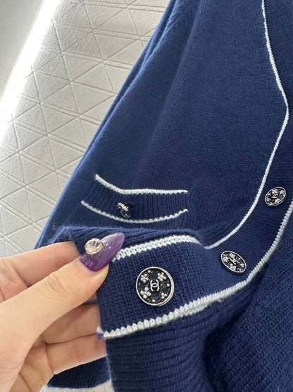 Letter V-Neck Knit Cardigan