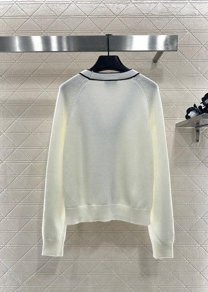 Letter V-Neck Knit Cardigan