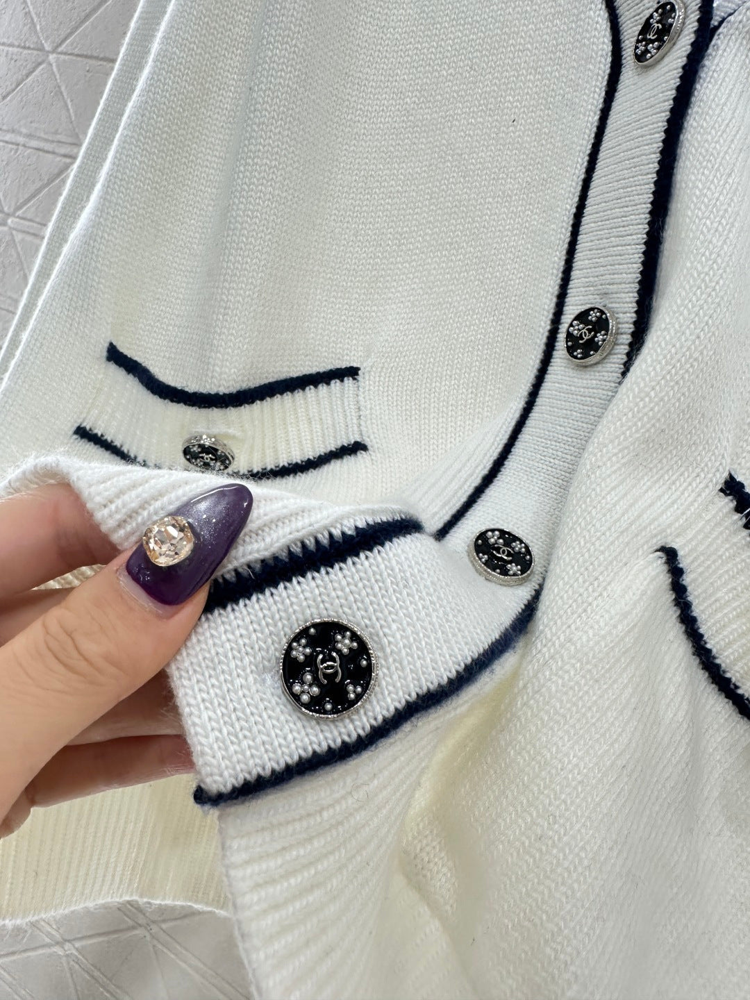 Letter V-Neck Knit Cardigan