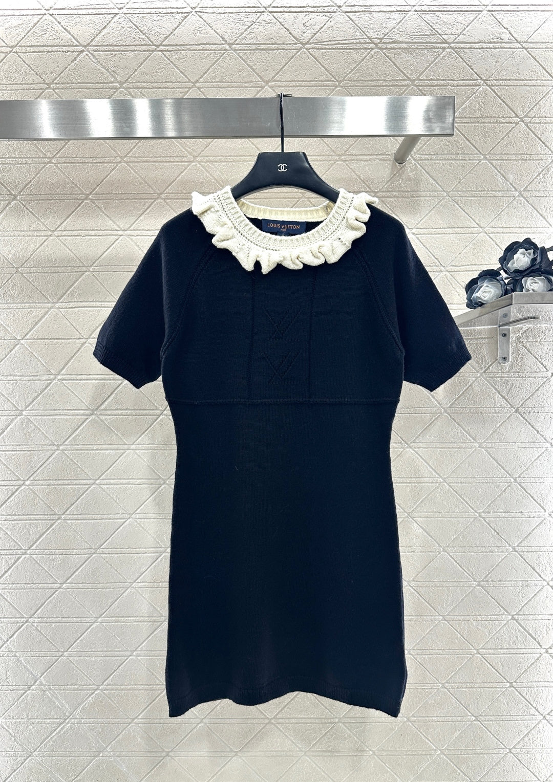 3D Color-Blocked Ruffled Lace Dress