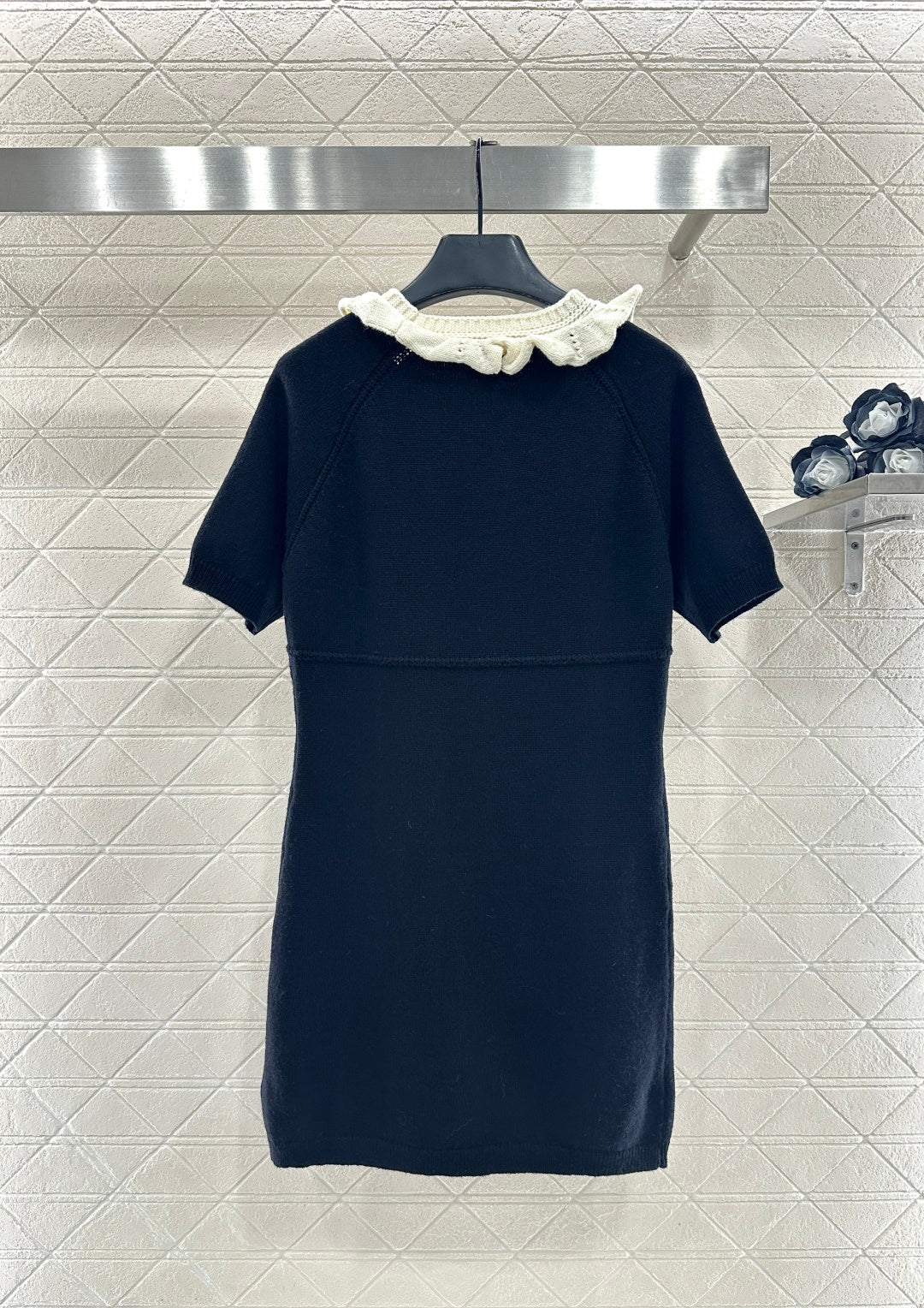 3D Color-Blocked Ruffled Lace Dress