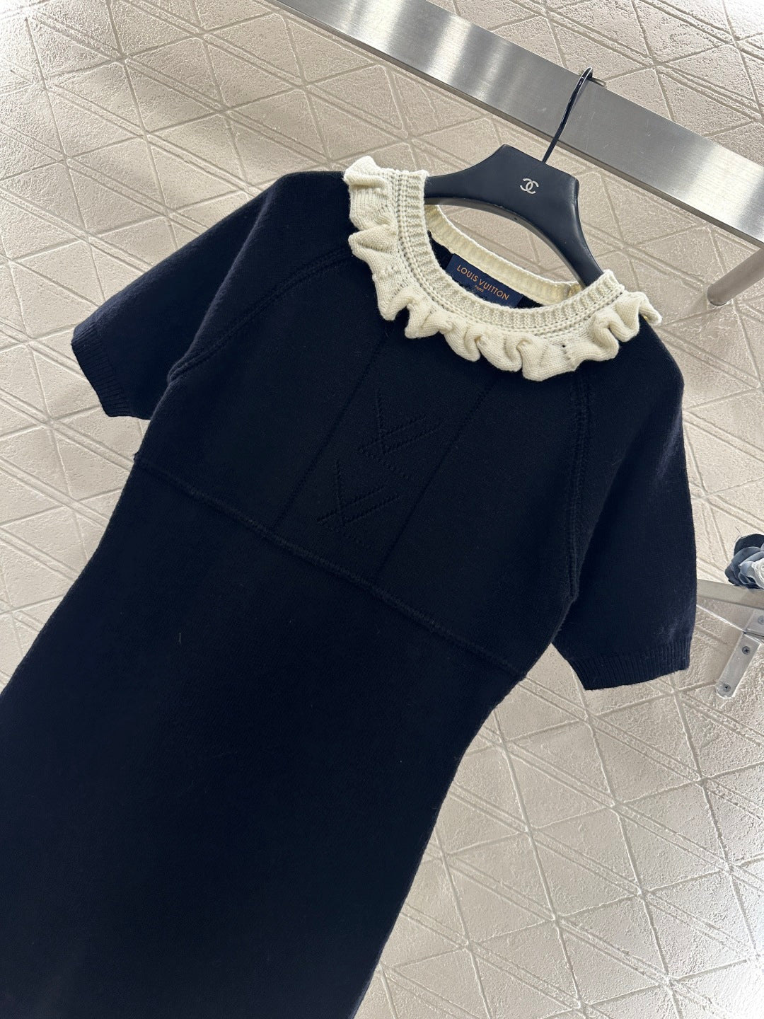 3D Color-Blocked Ruffled Lace Dress