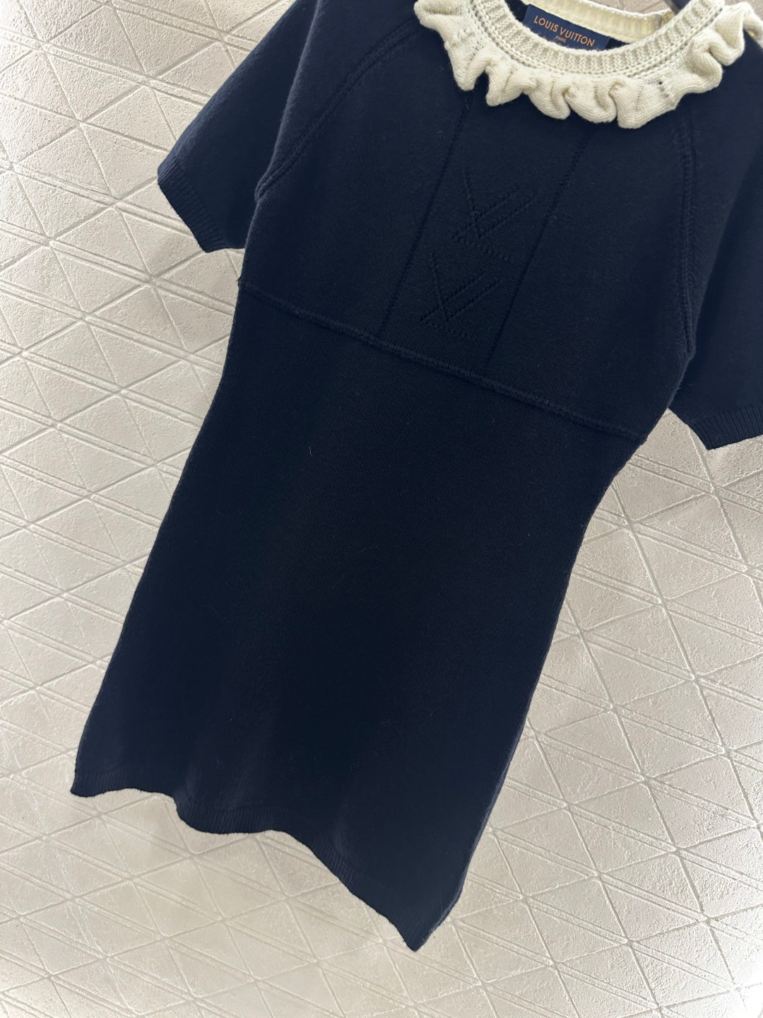 3D Color-Blocked Ruffled Lace Dress