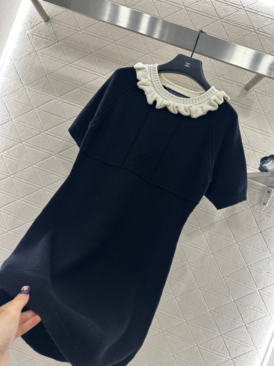 3D Color-Blocked Ruffled Lace Dress