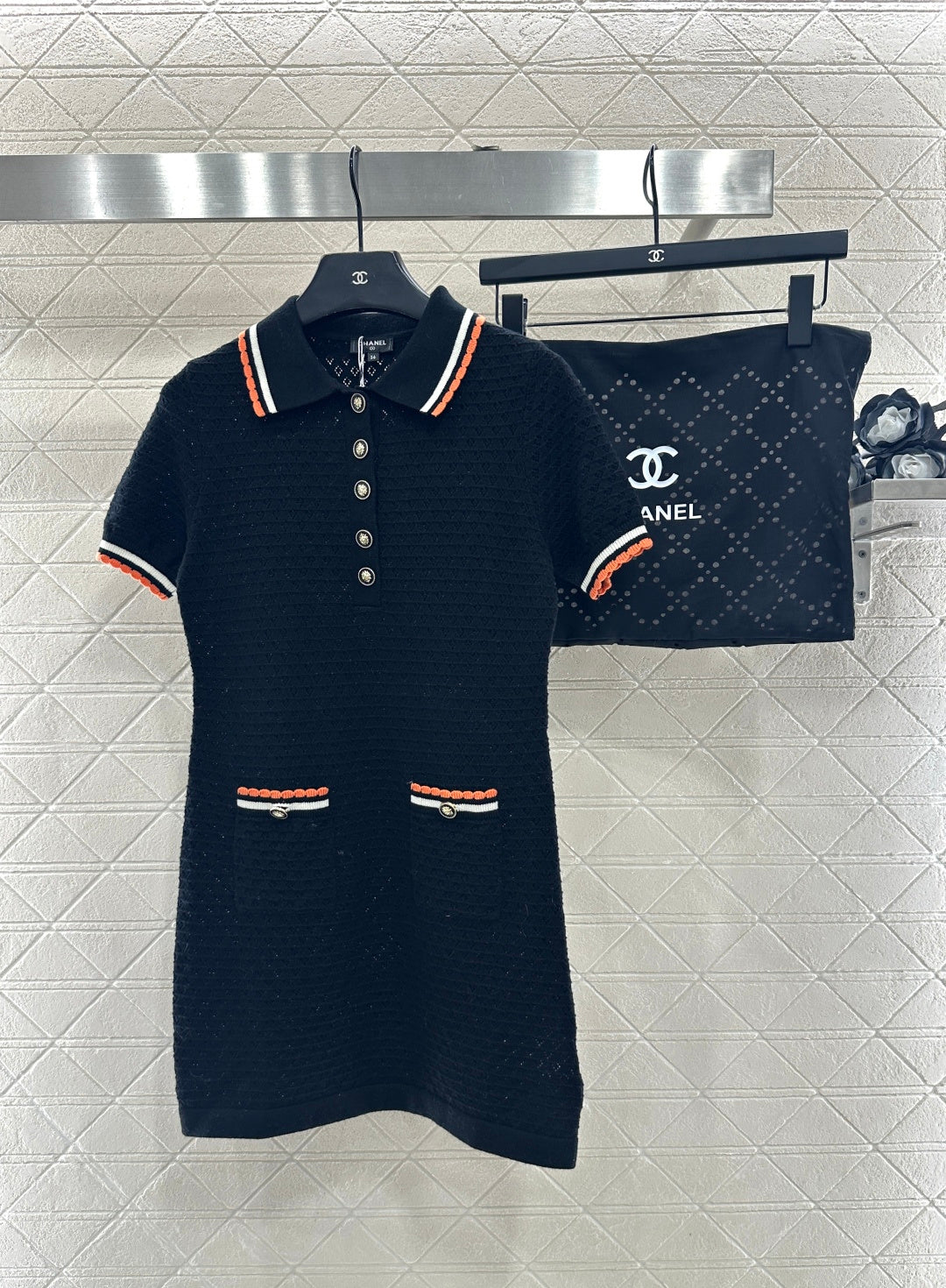 Color-Blocked Collared Knit Dress