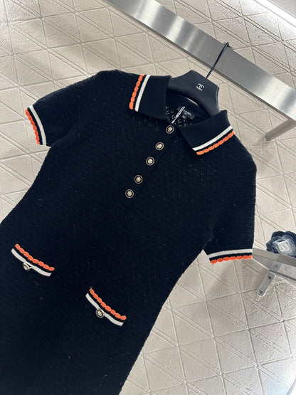 Color-Blocked Collared Knit Dress