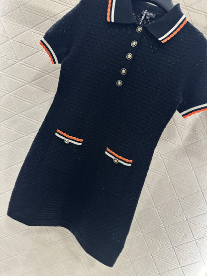 Color-Blocked Collared Knit Dress