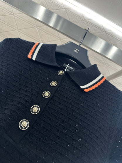 Color-Blocked Collared Knit Dress