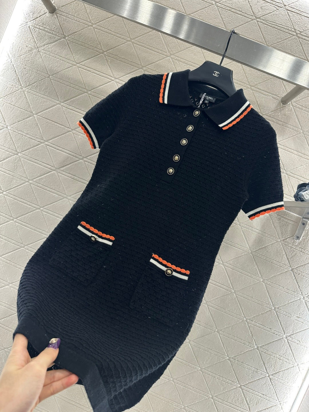 Color-Blocked Collared Knit Dress