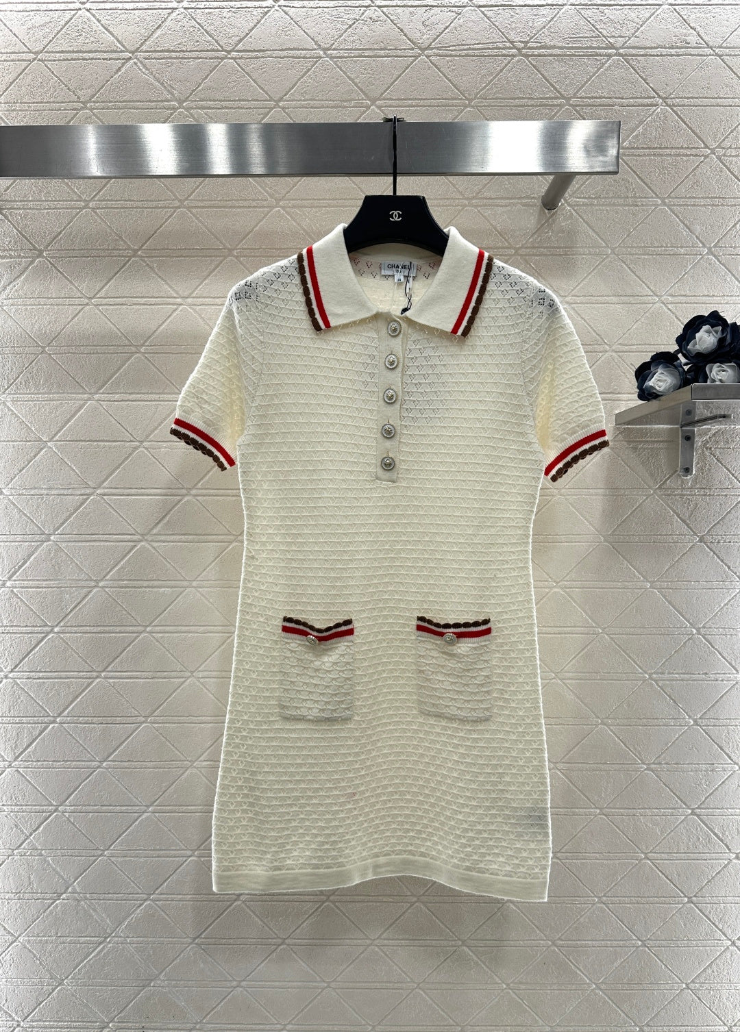 Color-Blocked Collared Knit Dress