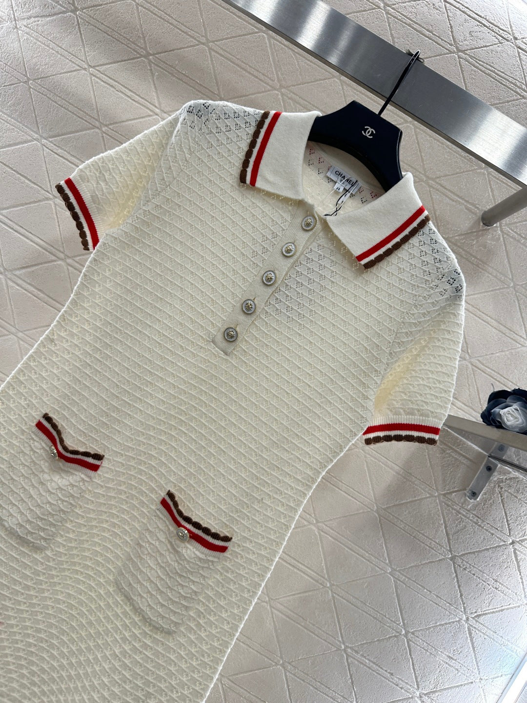 Color-Blocked Collared Knit Dress