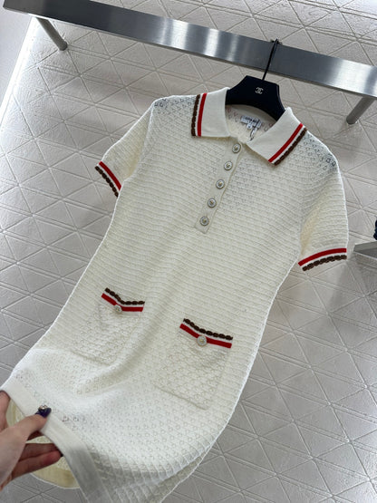 Color-Blocked Collared Knit Dress