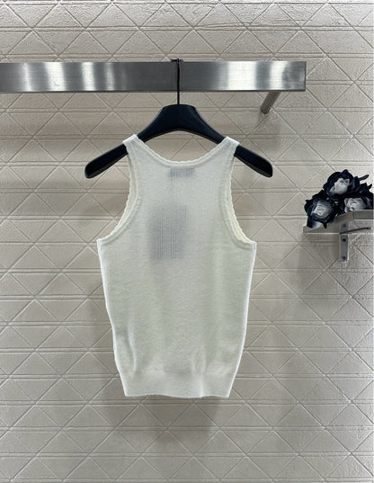 Wave-Trimmed Knit Vest