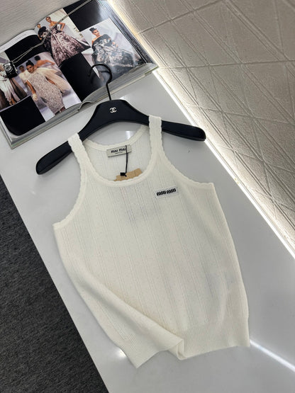 Wave-Trimmed Knit Vest