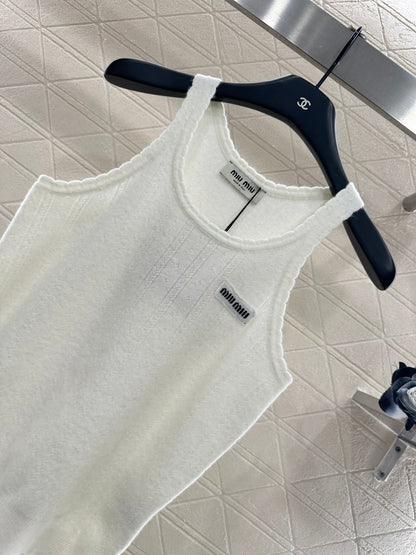 Wave-Trimmed Knit Vest