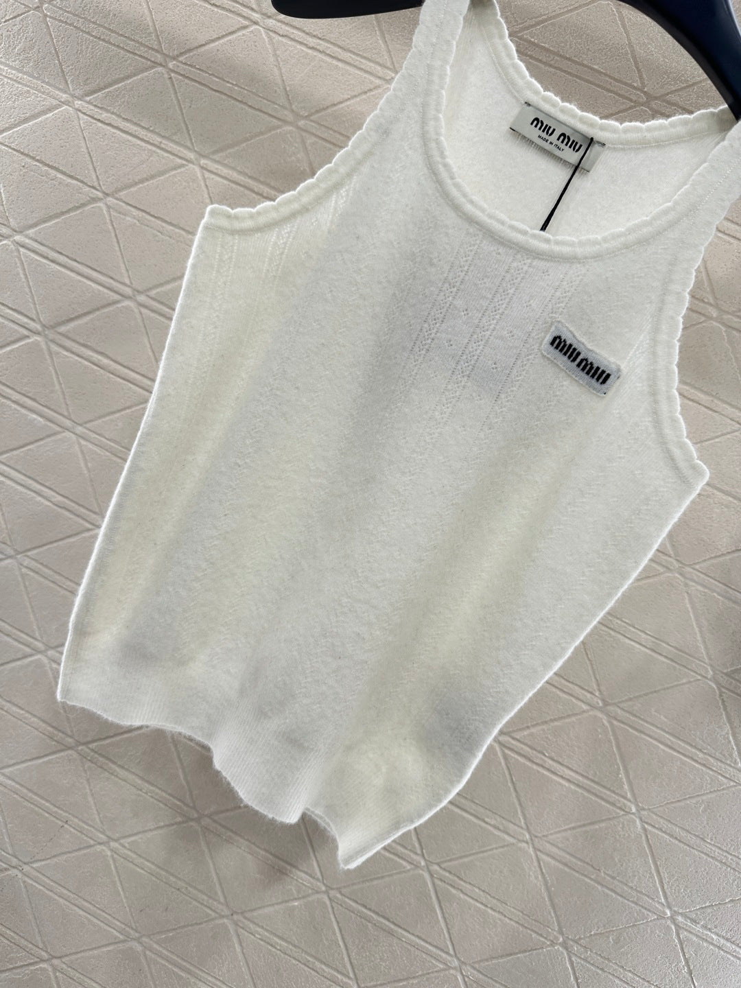 Wave-Trimmed Knit Vest
