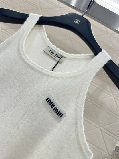 Wave-Trimmed Knit Vest