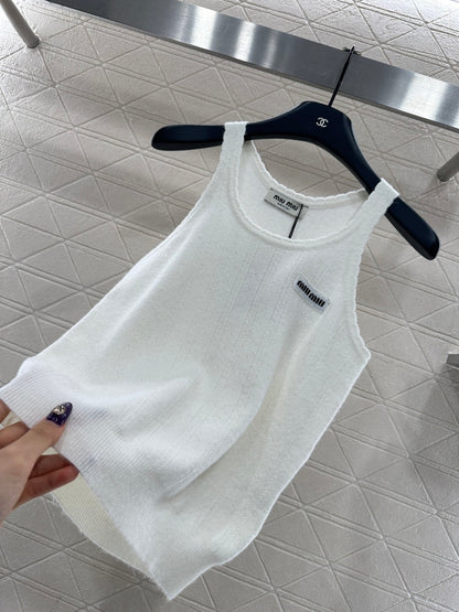 Wave-Trimmed Knit Vest