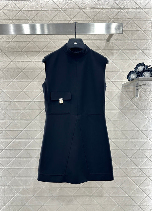 Flap-front Lock Pocket Vest Dress