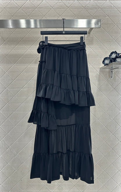Belted Ruffle One-Piece Skirt