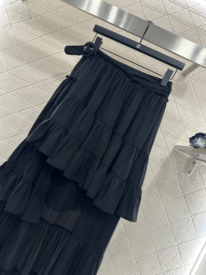 Belted Ruffle One-Piece Skirt