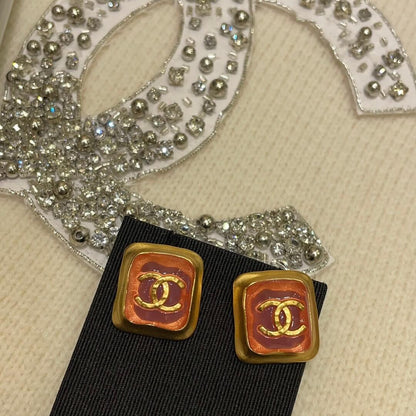 Vintage Rose Gold Square Stud Earrings