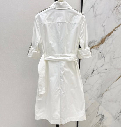 Cuff Plaid-Patch Embroidered Dress