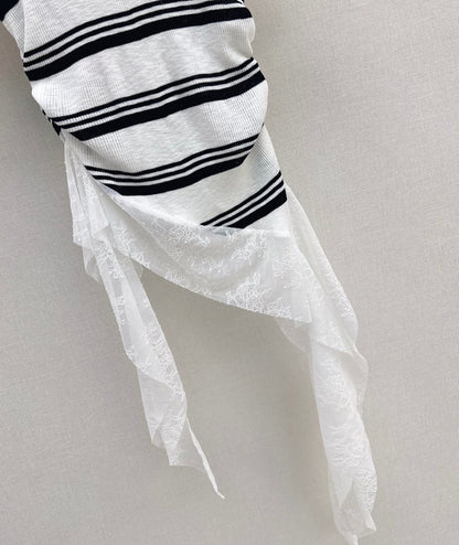 Deconstructed Lace-Knit Tee