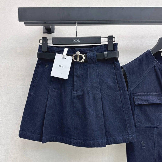 Tailored Denim A-Line Skirt