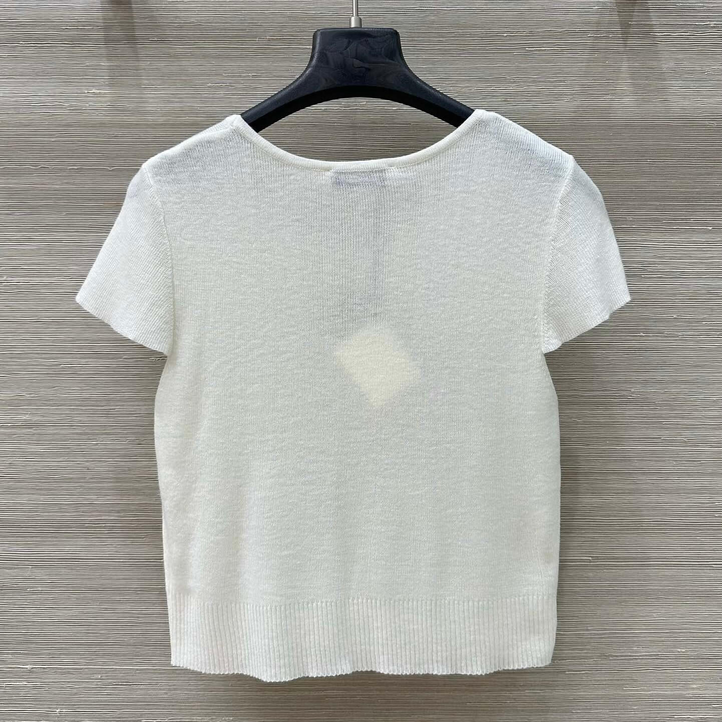 Embroidered-Logo Fitted Knit Tee