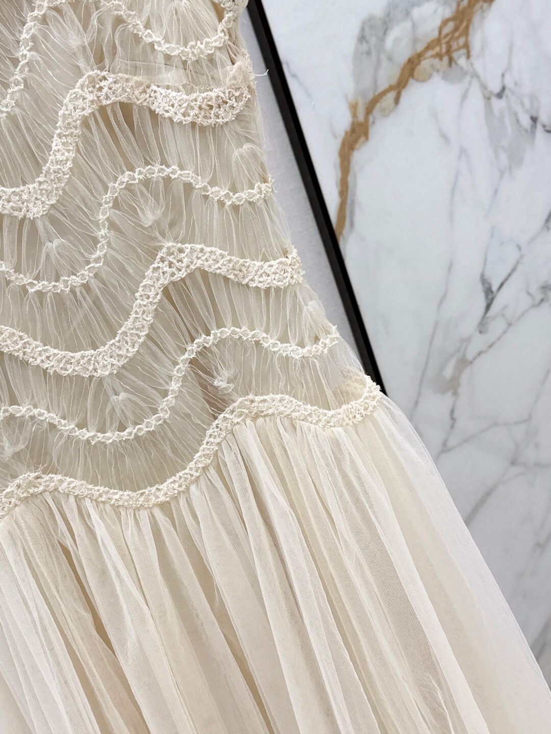 Crochet Lace-Paneled Sheer Dress