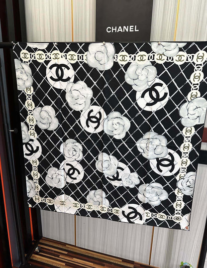 C 25 Camellia Series Tri-color Silk Scarf