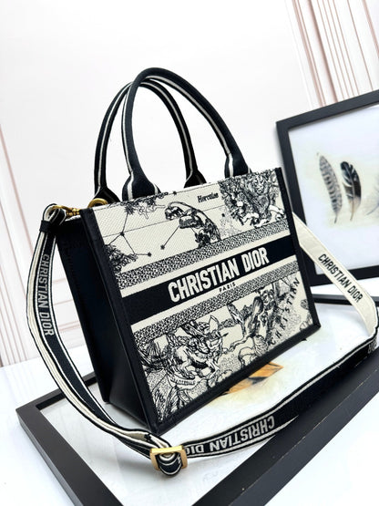 Embroidered Cowhide White Animal Small Crossbody Tote Bag