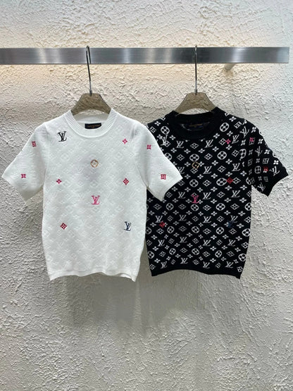 25ss new spring dark pattern jacquard knitted T-shirt