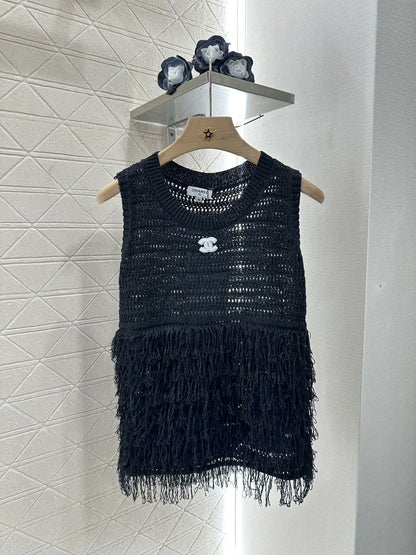25ss new woven tassel knitted vest