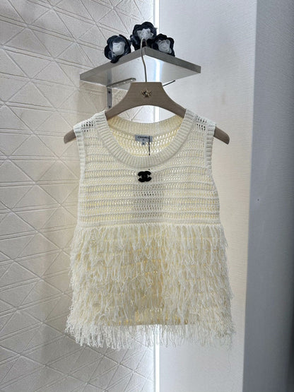 25ss new woven tassel knitted vest