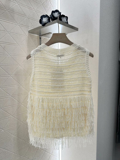 25ss new woven tassel knitted vest