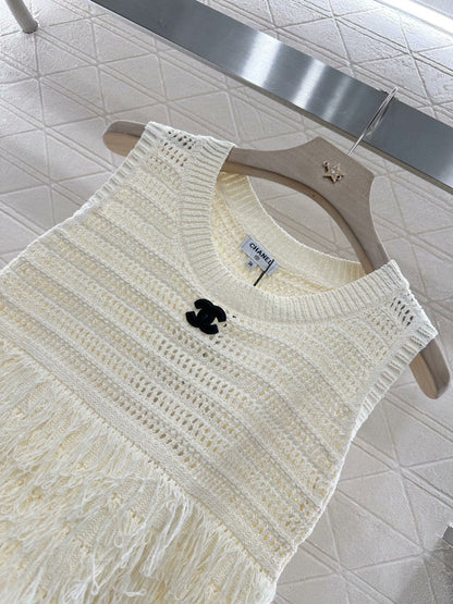 25ss new woven tassel knitted vest
