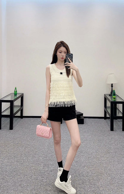 25ss new woven tassel knitted vest