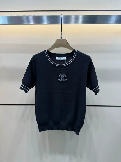 25 Summer Xiaoxiang new simple double C knitted short sleeves