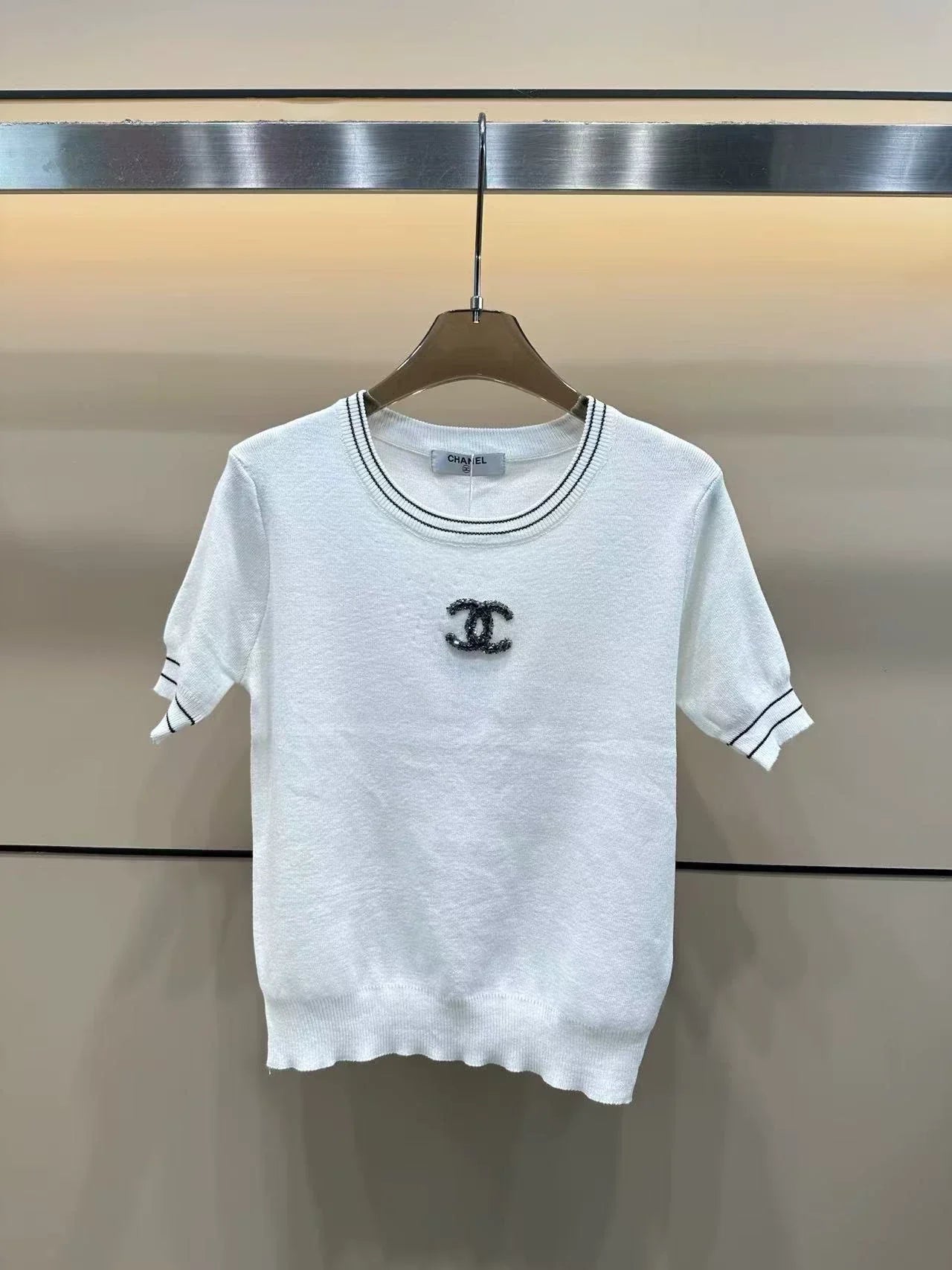 25 Summer Xiaoxiang new simple double C knitted short sleeves