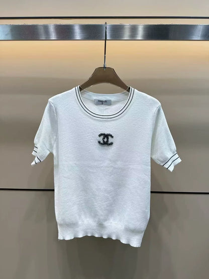 25 Summer Xiaoxiang new simple double C knitted short sleeves