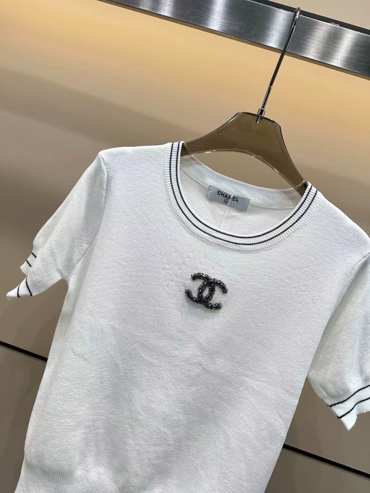 25 Summer Xiaoxiang new simple double C knitted short sleeves