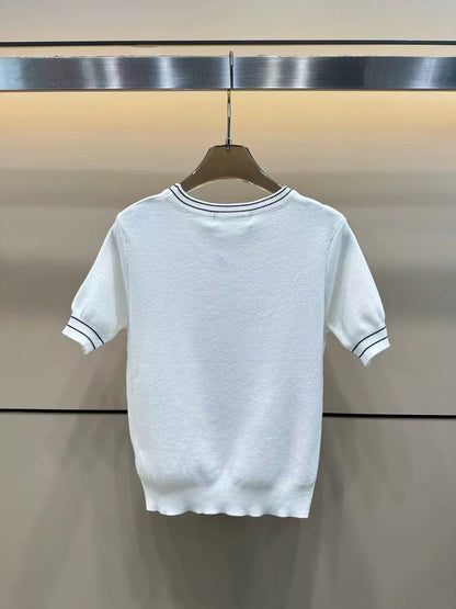 25 Summer Xiaoxiang new simple double C knitted short sleeves
