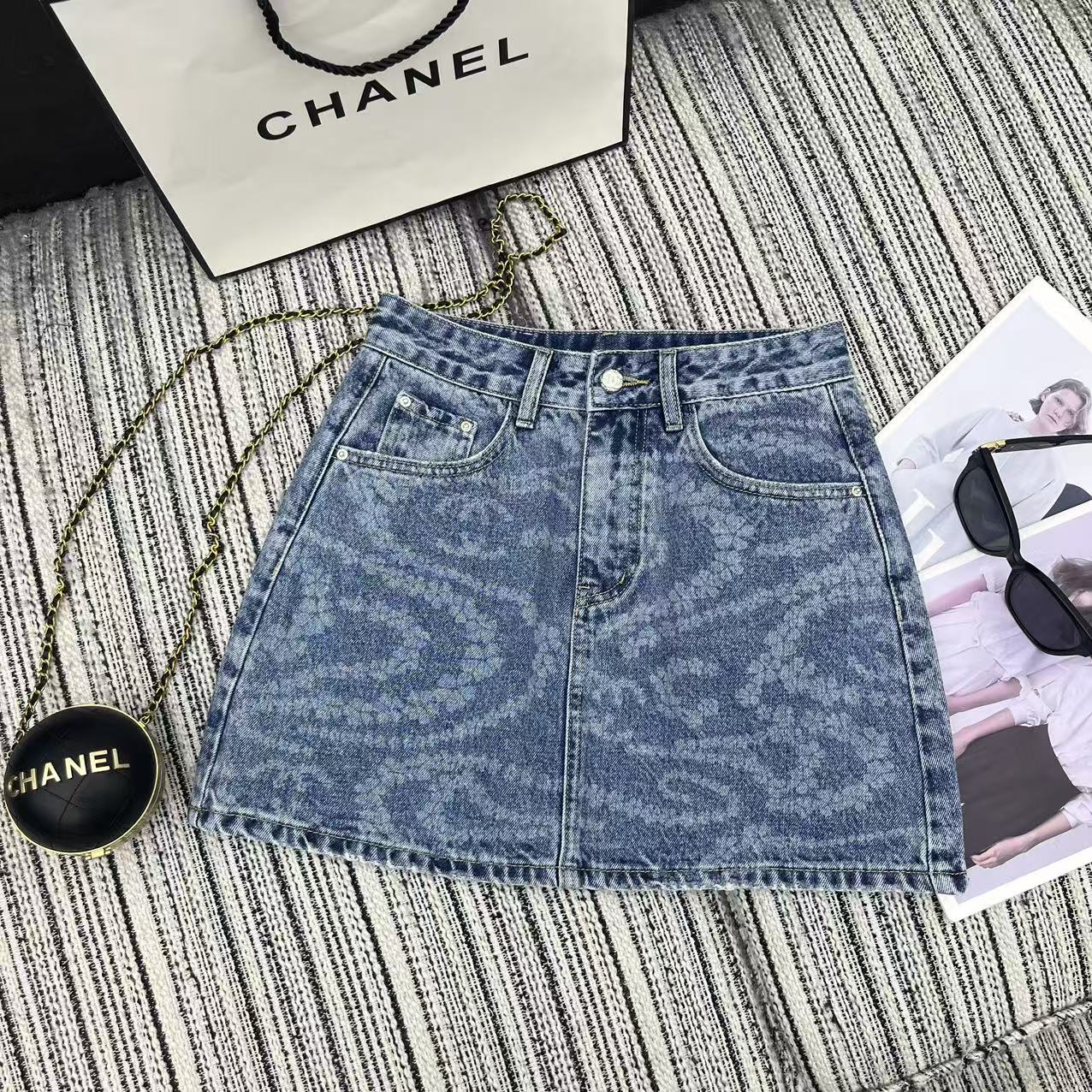 25 Early Spring and Summer Design Printed Denim A-Line Skirt