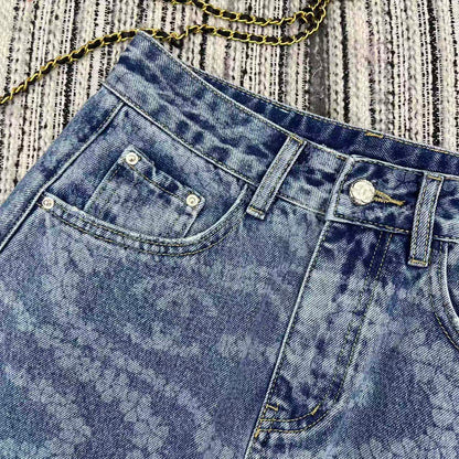25 Early Spring and Summer Design Printed Denim A-Line Skirt