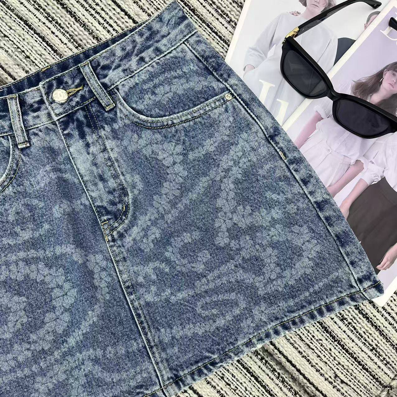 25 Early Spring and Summer Design Printed Denim A-Line Skirt