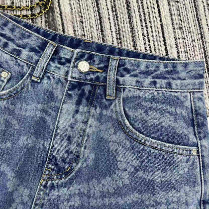 25 Early Spring and Summer Design Printed Denim A-Line Skirt