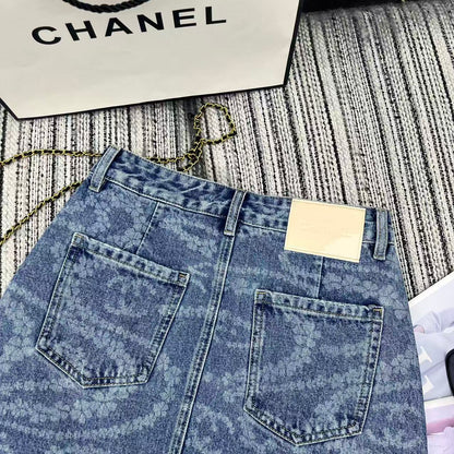 25 Early Spring and Summer Design Printed Denim A-Line Skirt